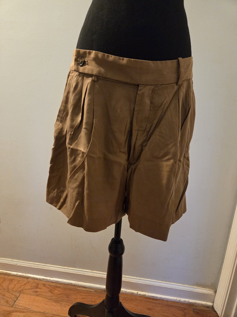 Banana Republic Brown Pleated High-Waist Bermudas